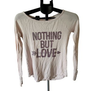 AMERICAN EAGLE OUTFITTERS PINK LONG SLEEVE NOTHING BUT LOVE TOP